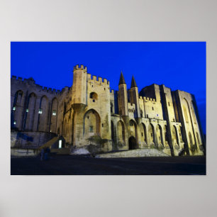 Påven Palats i Avignon vid solnedgång. Byggdes 2 Poster