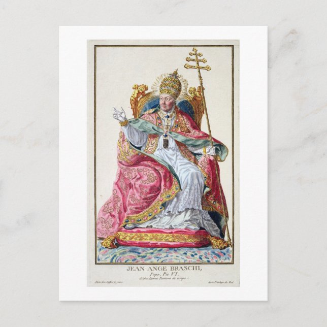Påven Pius VI (1717-99) från Receuil des Estampes Vykort (Framsida)