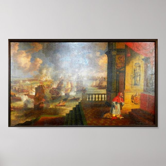 Påven St Pius V som bad under slaget Lepanto Poster (Framsidan)