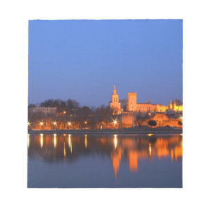 Påvens palats i Avignon och floden Rhone vid Anteckningsblock