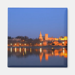 Påvens palats i Avignon och floden Rhone vid Magnet