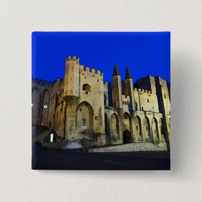 Påvens palats i Avignon vid solnedgången. Byggt 2 Knapp (Framsida)