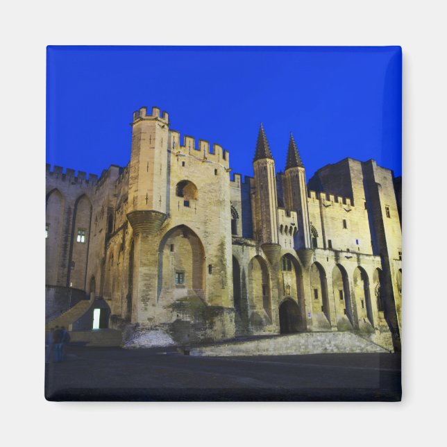 Påvens palats i Avignon vid solnedgången. BYGGT 2 Magnet (Framsidan)