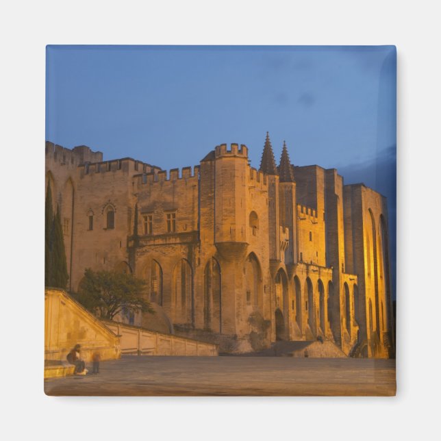 Påvens palats i Avignon vid solnedgången. Byggt Magnet (Framsidan)