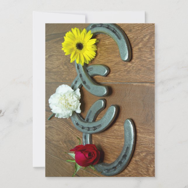 Påvetiaran blommar och hästskopartyet inbjudningar (Framsida)