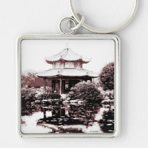 Pavilion Keychain Fyrkantig Silverfärgad Nyckelring