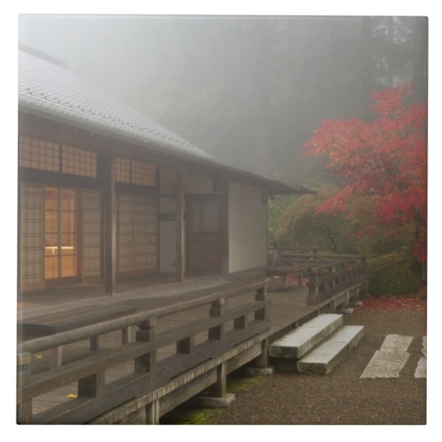 Pavilion på Portland Japanska Garden Kakelplatta (Framsidan)