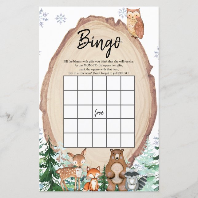 Påvisande av Bingo Games (Winter Woodland Animal G (Framsida)