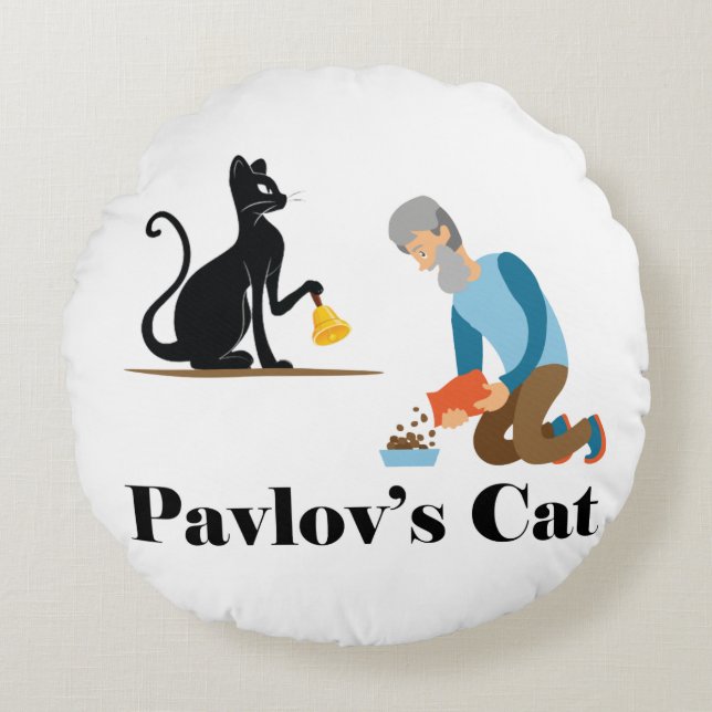 Pavlovs Cat Funny Psychology Rund Kudde (Framsidan)