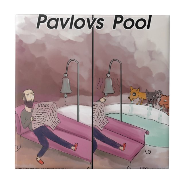 Pavlovs Pool Rolig Tecknad Serie Kakelplatta (Framsidan)