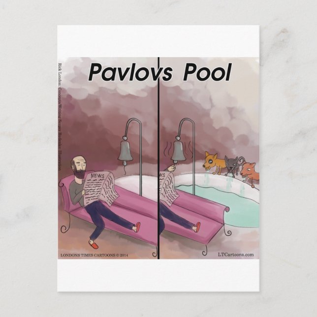Pavlovs Pool Rollig Tecknad Serie Vykort (Framsida)