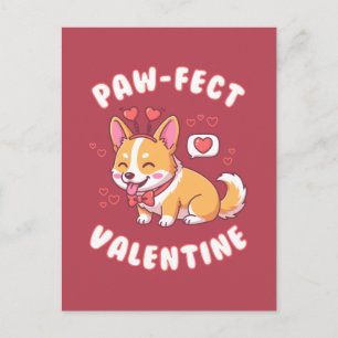 Paw-Fect Alla Hjärtans Dag - Corgi Hund Alla Hjärt Vykort