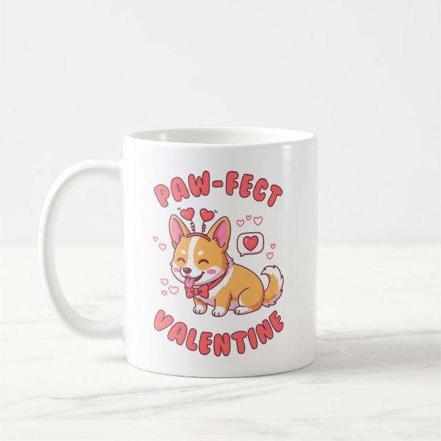 Paw-Fect Valentine - Corgi Dog Valentine Gift Kaffemugg (Vänster)