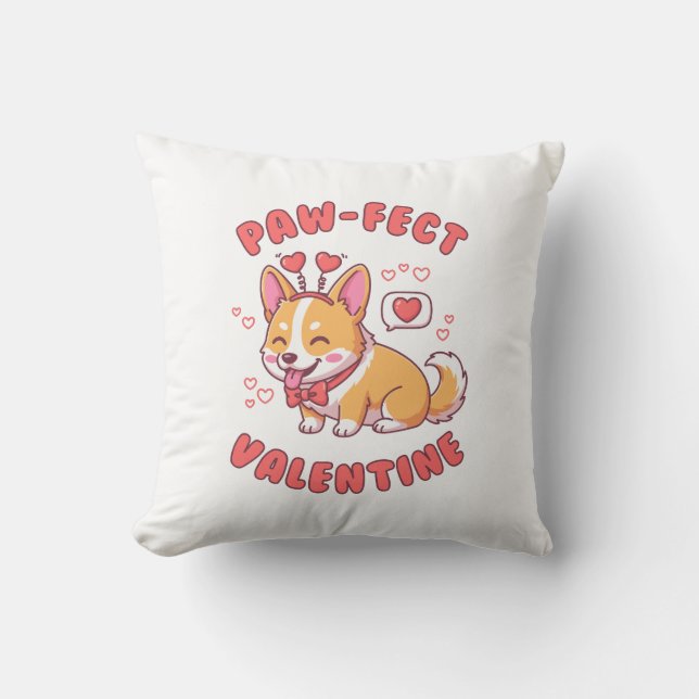 Paw-Fect Valentine - Corgi Dog Valentine Gift Kudde (Framsida)