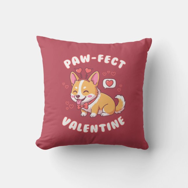 Paw-Fect Valentine - Corgi Dog Valentine Gift Kudde (Framsida)
