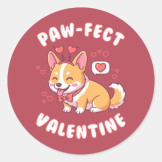 Paw-Fect Valentine - Corgi Dog Valentine Gift Runt Klistermärke