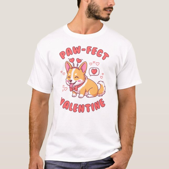 Paw-Fect Valentine - Corgi Dog Valentine Gift T Shirt (Framsida)
