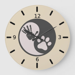 Paw Hand Yin Yang Stor Klocka