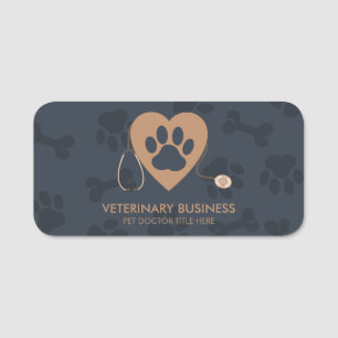 Paw Heart Stetoskop Husdjur Doktor Veterinär Namnbricka