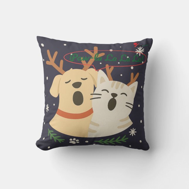Paw-la La La La! Funny Christmas Pet Lovers Sweats Kudde (Framsida)