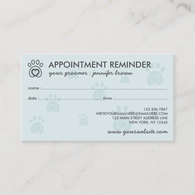 Paw Logotyp Elegant Husdjur Uppdrag Visitkort (Framsida)