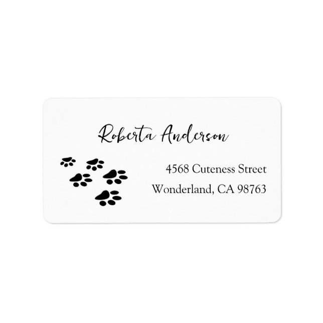 Paw Print Adressetiketters, Returadress Stickers Adressetikett (Framsidan)