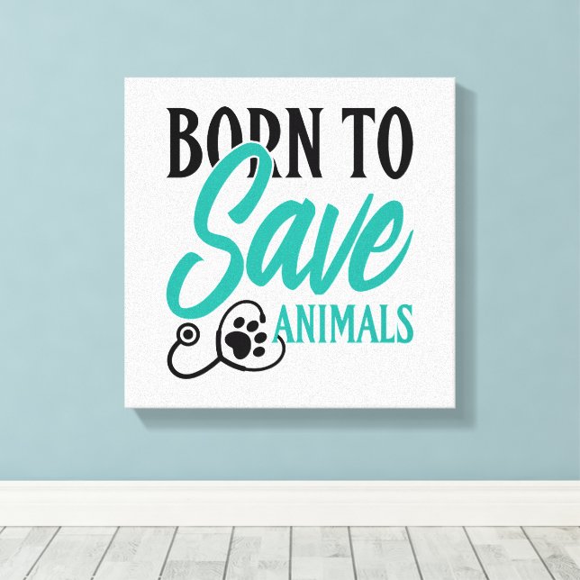 Paw Print and Stethoscope Heart Graphic Canvastryck (Insitu (trägolv))