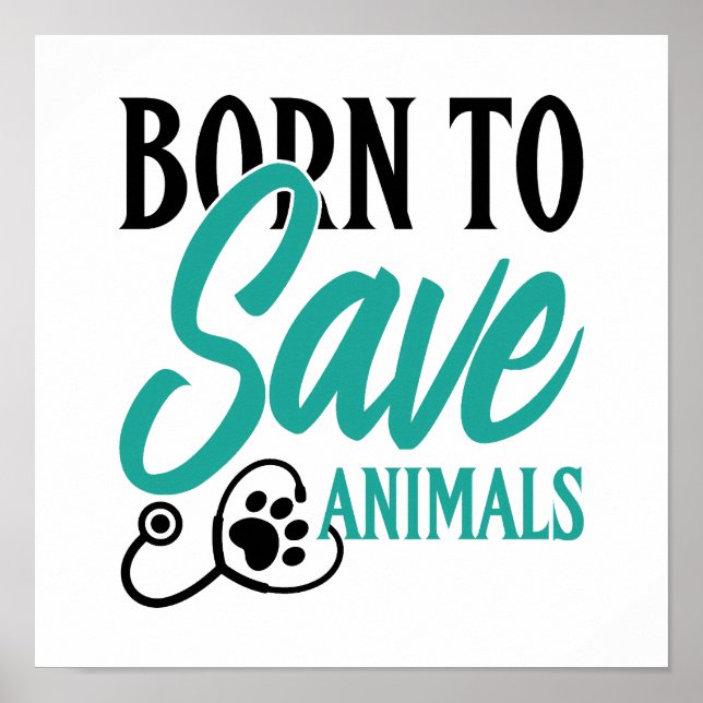 Paw Print and Stethoscope Heart Graphic Poster (Framsidan)