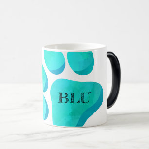 Paw Print Aqua PET NAMN Modern Roligt Magisk Mugg