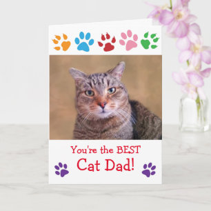 Paw Print Cat Pappa Photo Birthday Kort