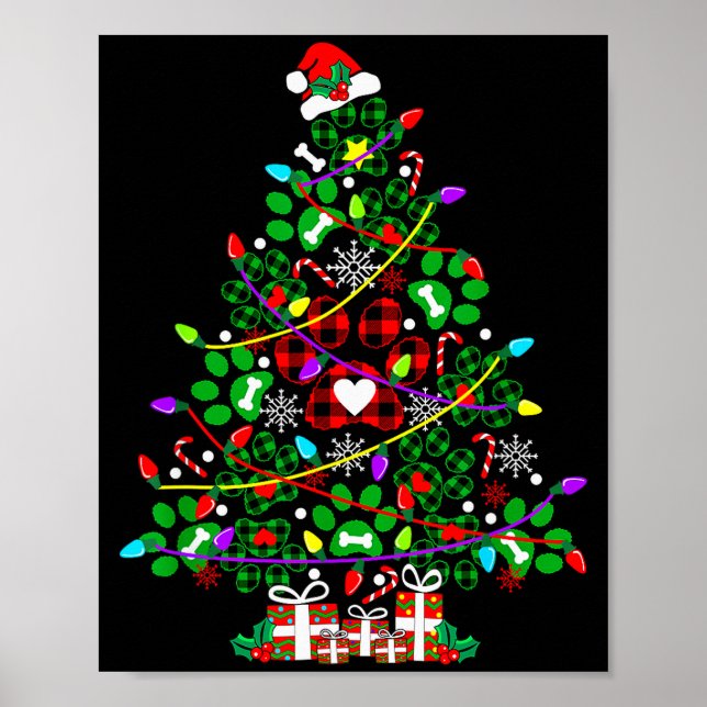 Paw Print Christmas Tree Dog Or Cat For Men Women  Poster (Framsidan)