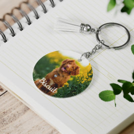 Paw Print Cookies Light Orange Pattern Monogram Nyckelring