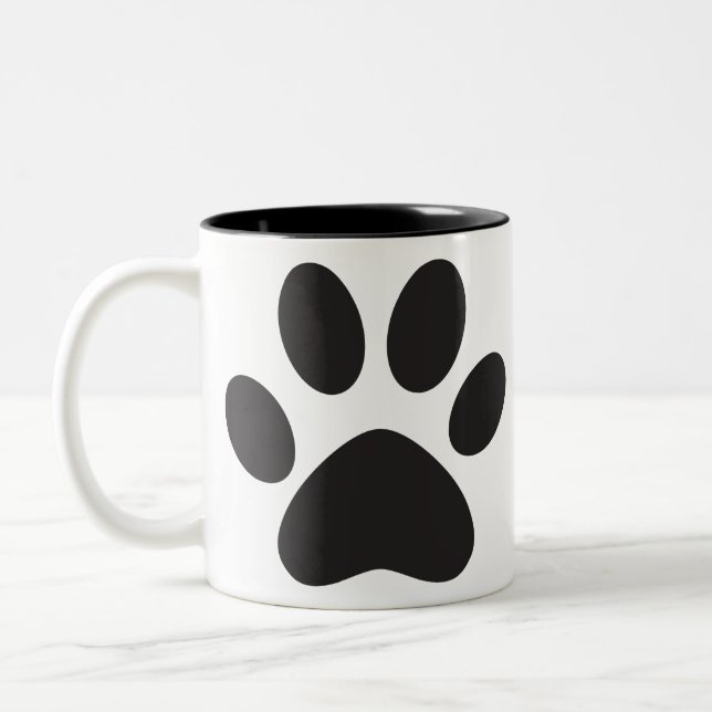 Paw Print Dog Cat Animal Pet Foot Puppy Två-Tonad Mugg (Vänster)