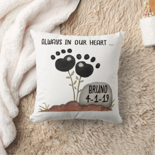 Paw Print Flowers Memory Pet-förlust Kudde