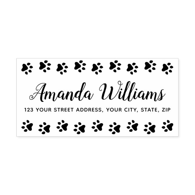 Paw print gräns returadress stämpel (Tryck)
