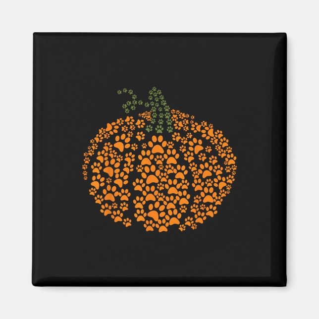 Paw Print Halloween Pumpkin Ghost Tass Hund Cat Kä Magnet (Framsidan)