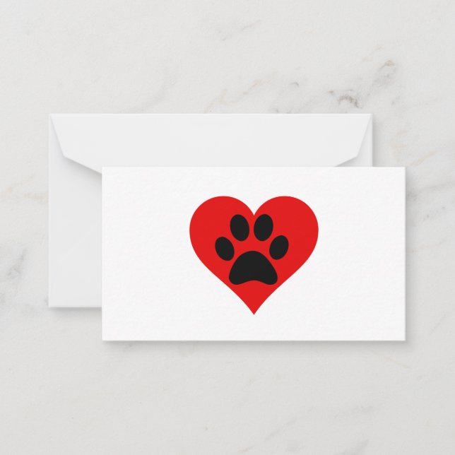 PAW PRINT HEART ANTECKNINGSKORT (Framsida)