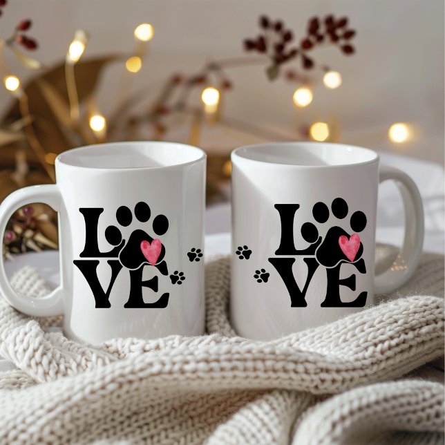 Paw Print Heart Coffee Mugg (Skapare uppladdad)