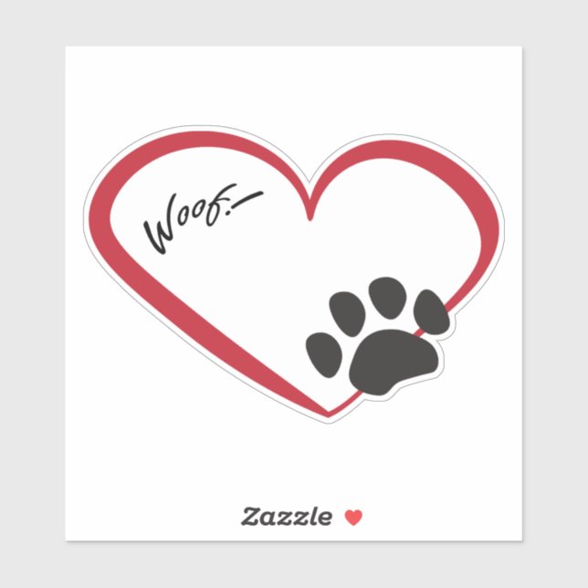 Paw Print Heart-etikett Klistermärken (Ark)