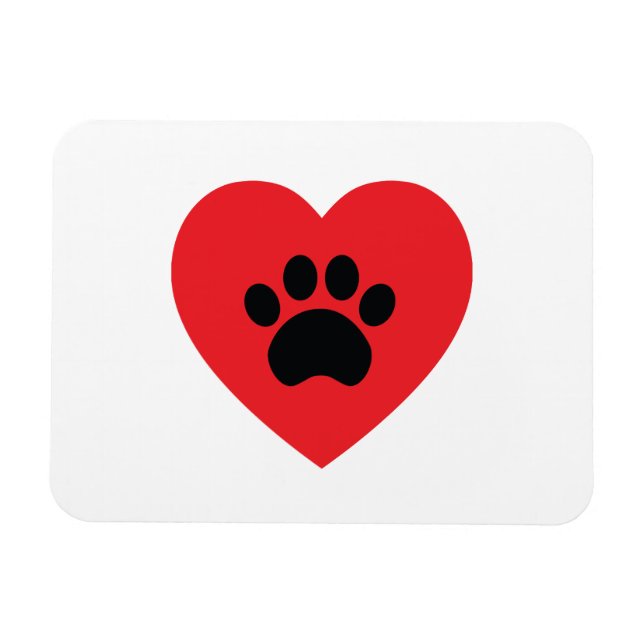 Paw Print Heart Magnet (Horisontell)