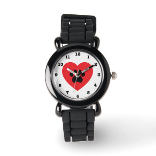 Paw Print Heart Numated Wristwatch Armbandsur