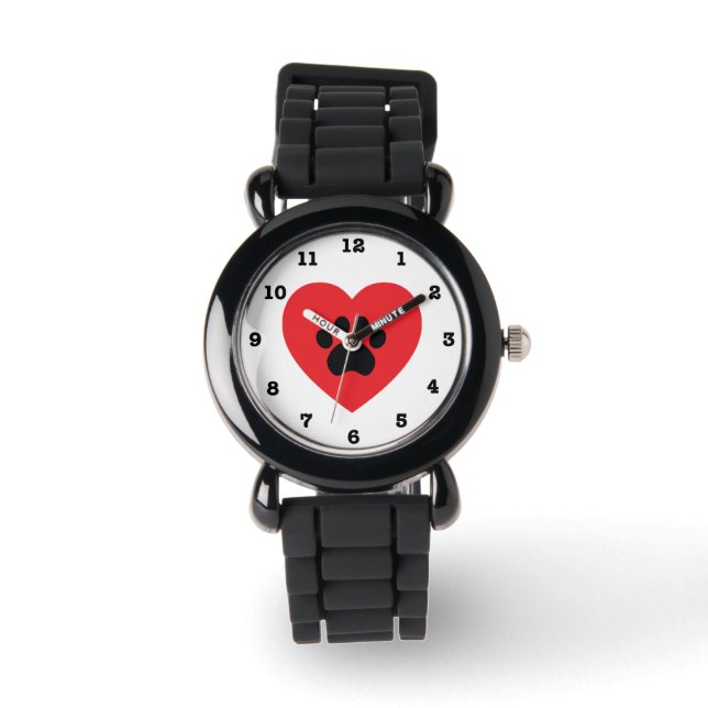 Paw Print Heart Numated Wristwatch Armbandsur (Framsida)