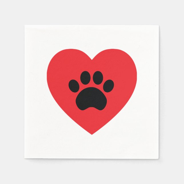 Paw Print Heart Pappra Napkins Pappersservett (Framsidan)