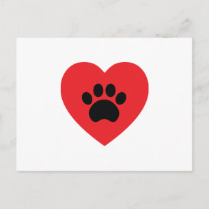 Paw Print Heart-vykort Vykort