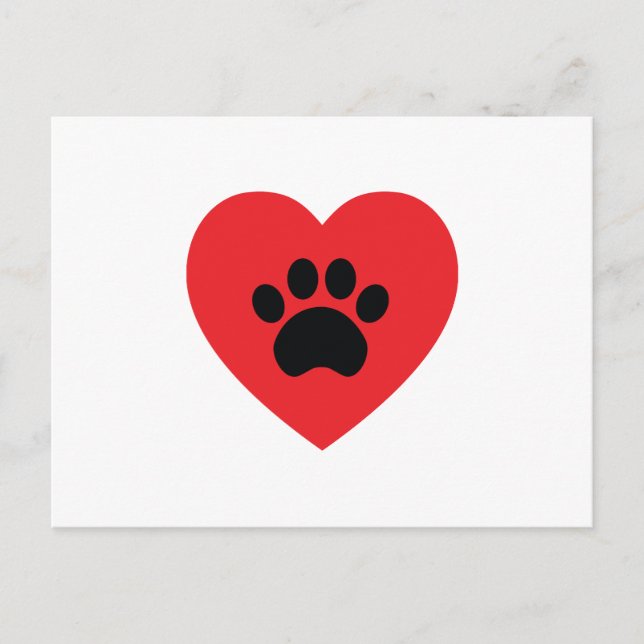 Paw Print Heart-vykort Vykort (Framsida)