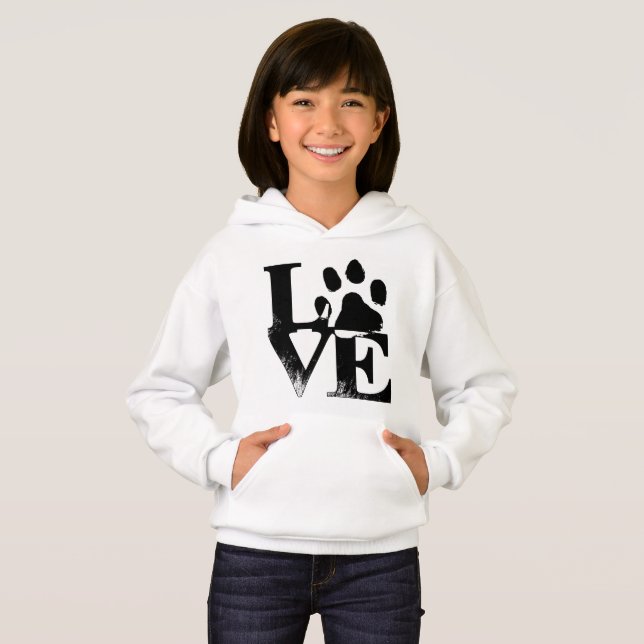 Paw Print Hoodie T Shirt (Hel framsida)