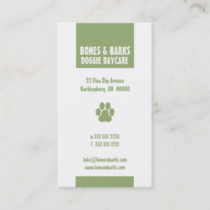 Paw Print Hund Care Olive Visitkort