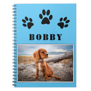Paw Print Hund eller Pet Photo och Namn Anteckningsbok