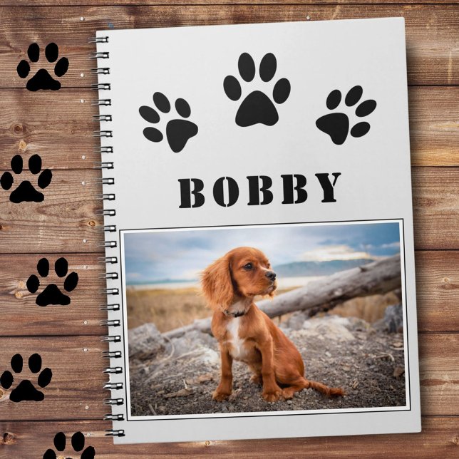 Paw Print Hund eller Pet Photo och Namn Anteckningsbok (Skapare uppladdad)