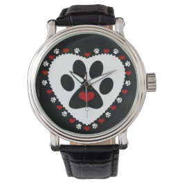 Paw Print Kärlek Hearts Wrist Watch Armbandsur
